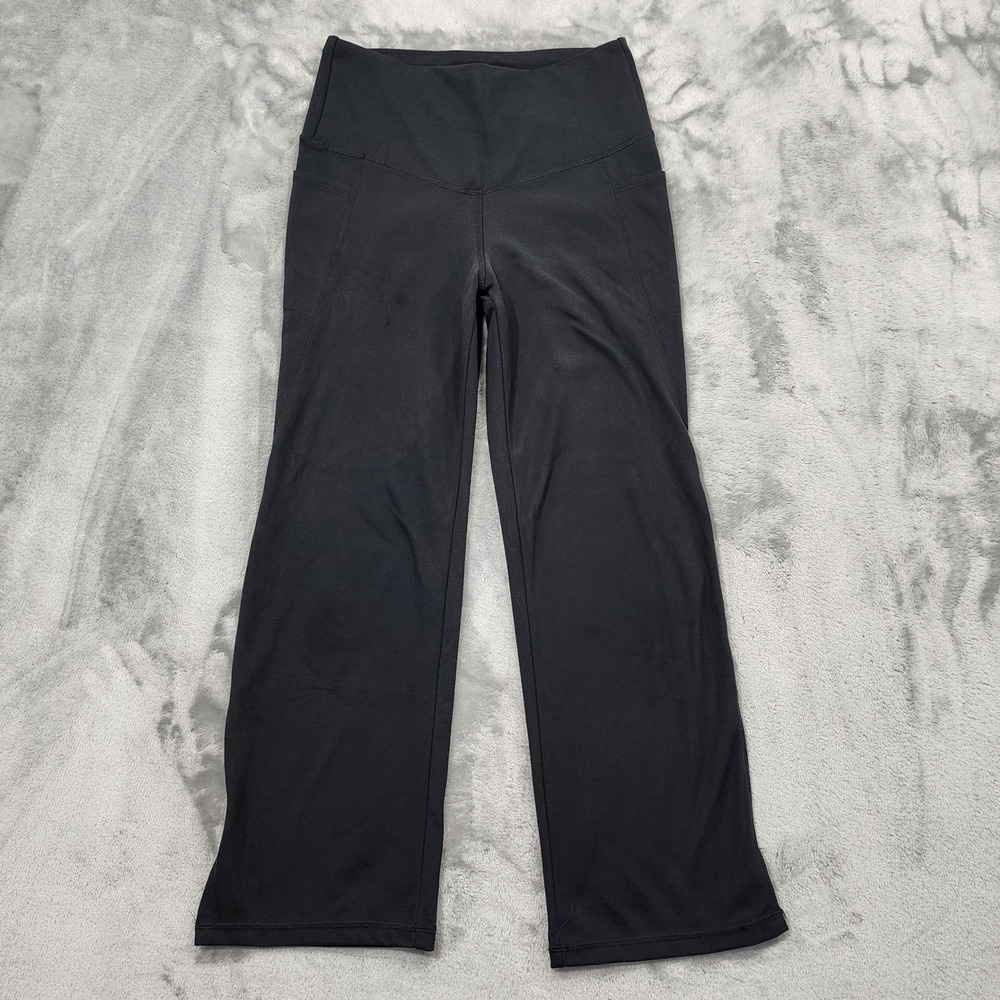 Jockey Pants Womens S Black Pull‎ On Wide Leg Slit Hem Yoga Workout Athleisure